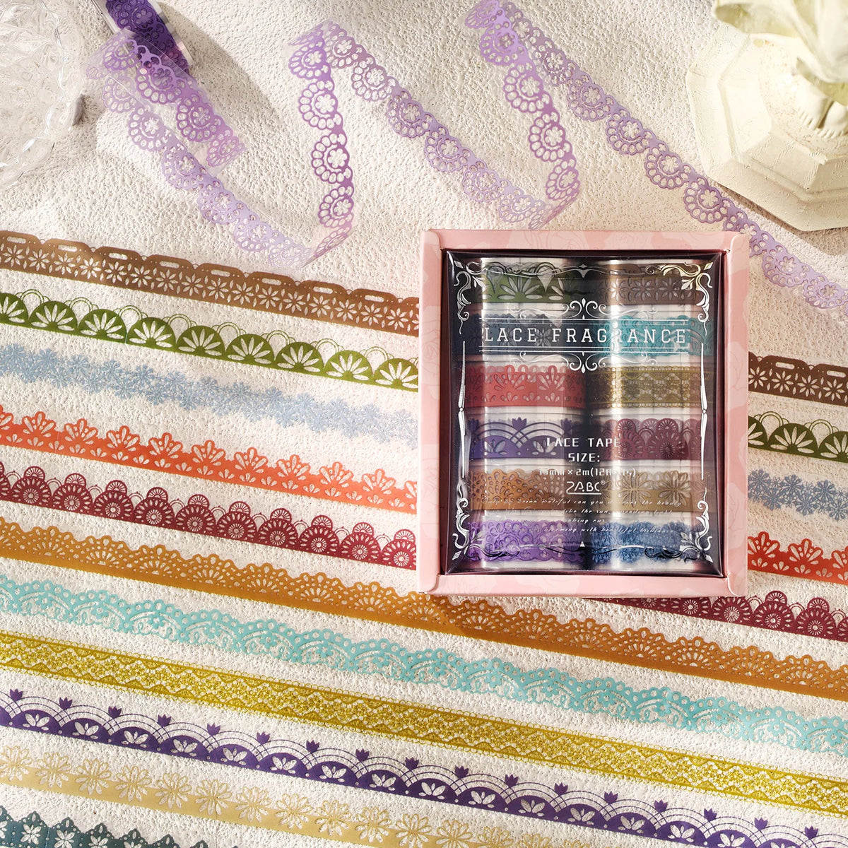 Lace Pattern Washi Tape Set (Set of 12 Rolls)