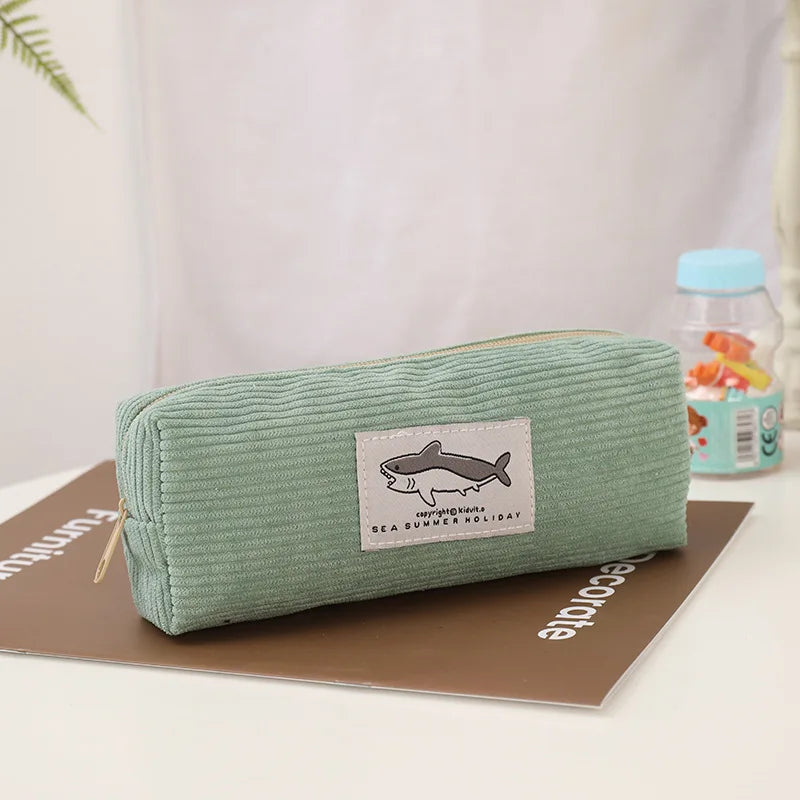 Cartoon Shark Large Capacity Pencil Case Stationery Storage Bag Office Supplies Cosmetic Brush Organizer Student Pen Pouch - Ice Cream Cake