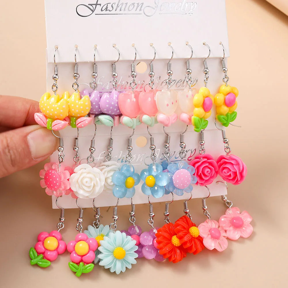 5 Pairs Cartoon Ice Cream Cookie Chocolate Donut Earrings for Women Girls 3D Food Dangle Earrings Kids Jewelry Gifts - Ice Cream Cake