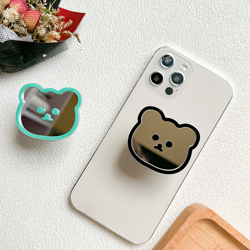 Mirrored Teddy Bear Face Phone Grips (7 Colours)