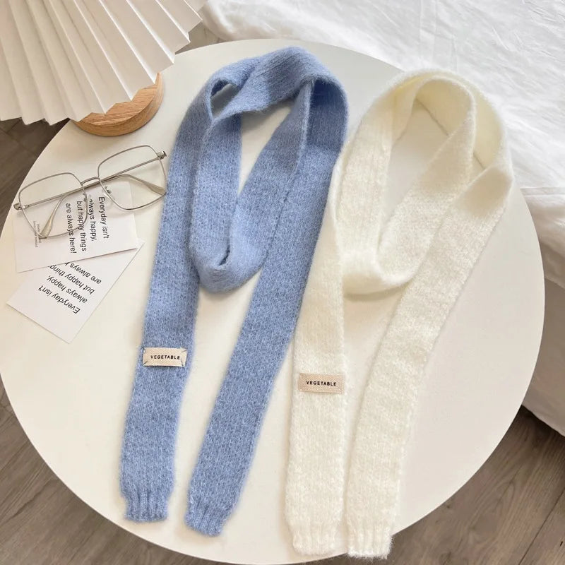 Pastel Colour Knitted Skinny Scarf