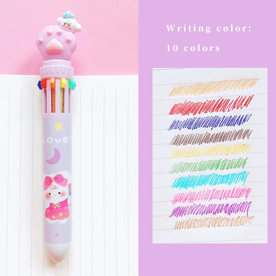 Cat Paw 10 Colours Ballpoint Pen - Ice Cream Cake