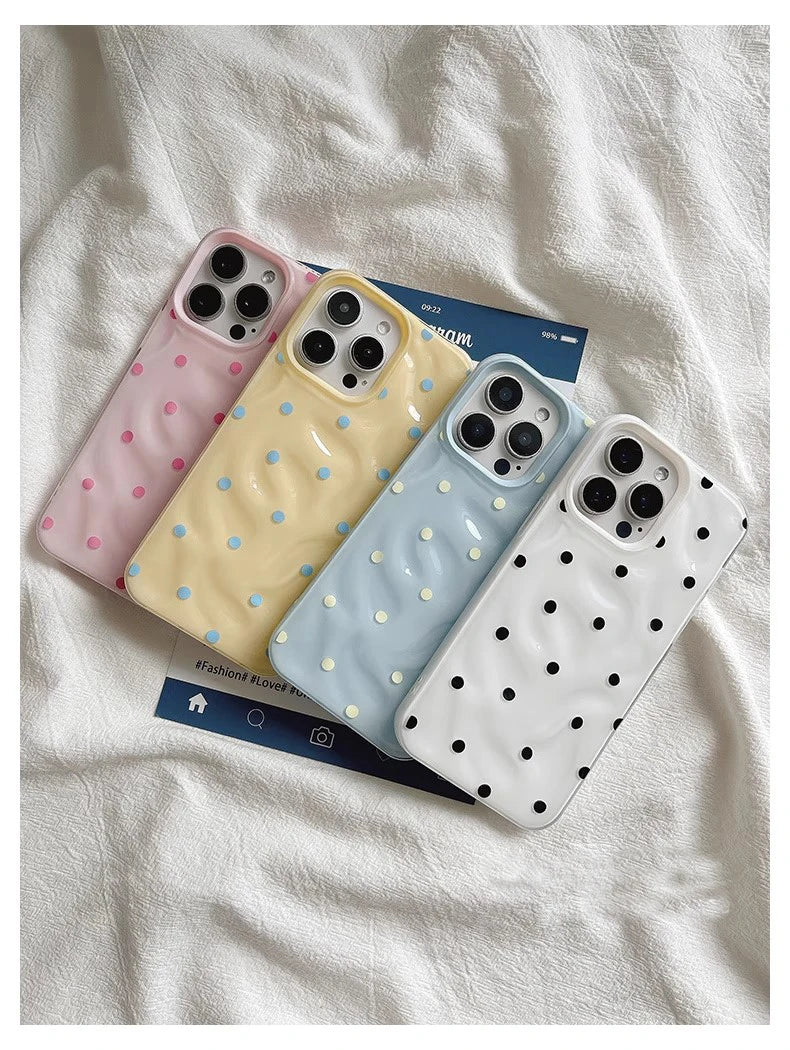 Black Polka Dots Phone Case For IPhone 17 16 16E 15 14 13 12 11 Pro Max XR XS Max 7 8 Plus Cute INS Cover Case Fundas - Ice Cream Cake