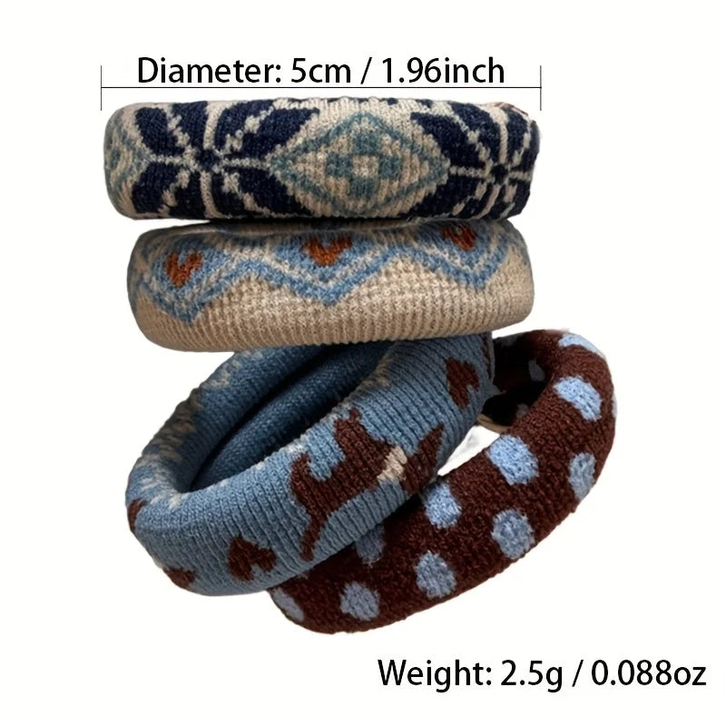 Fair Isle Colourwork Knit Hair Tie Set (Set of 4 Ties)
