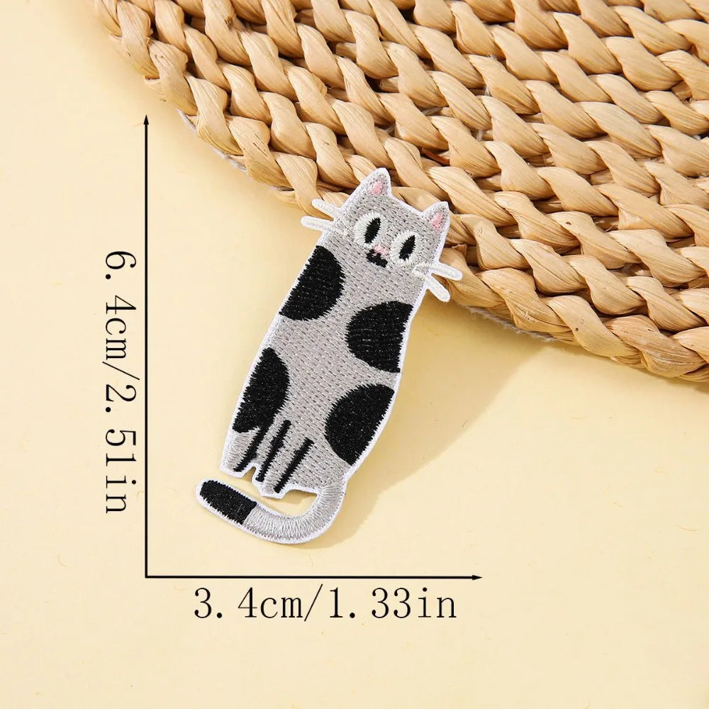 Cartoon Cat Embroidered Iron-On Patch