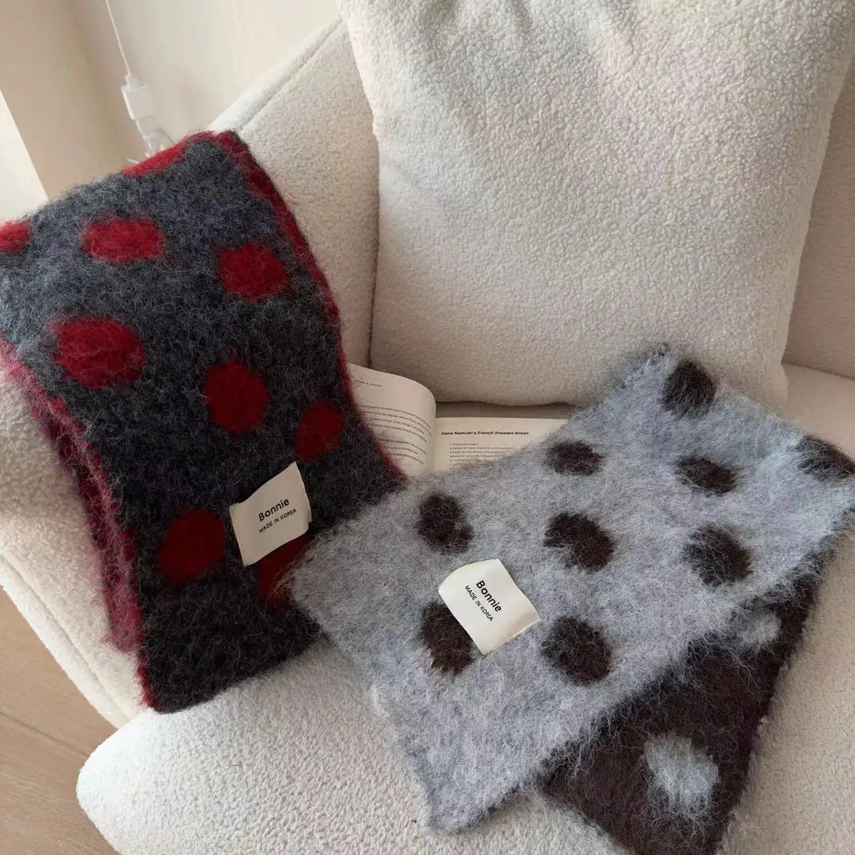 Polka Dot Fuzzy Scarf