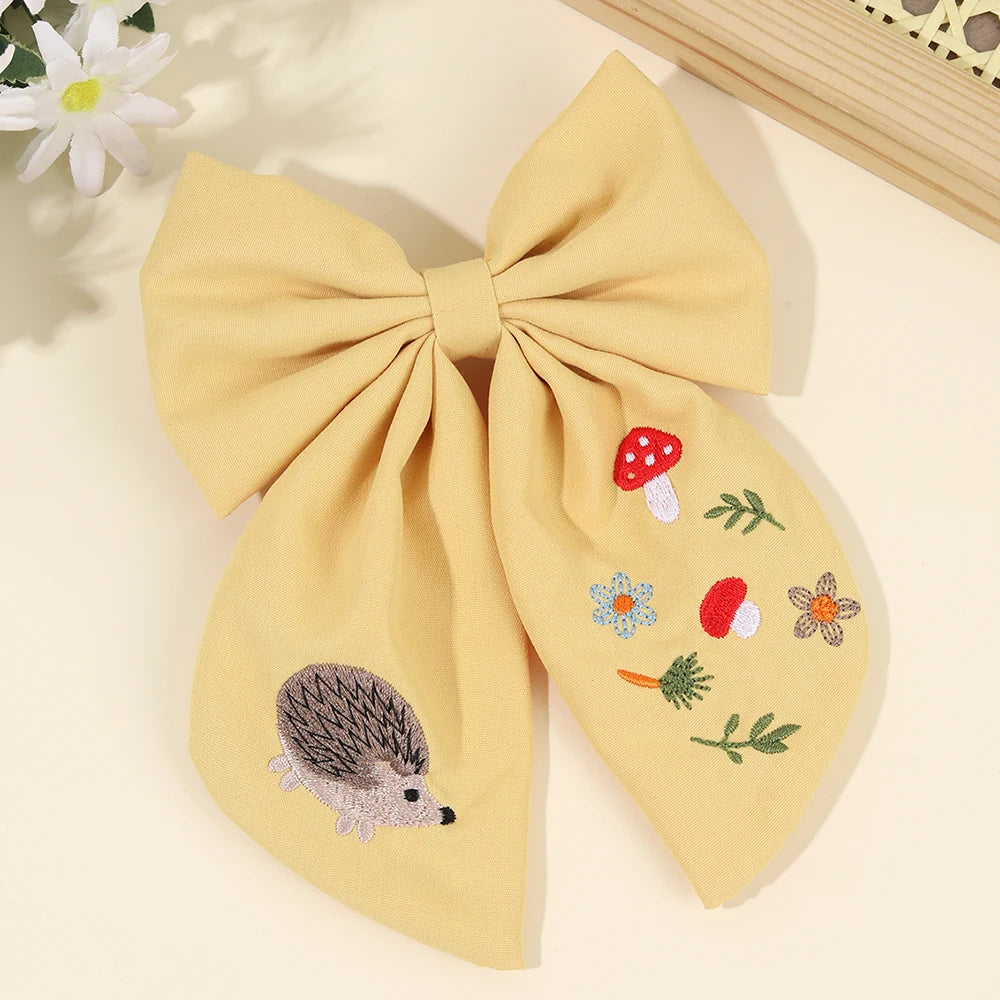 Autumn Theme Embroidered Hair Bow
