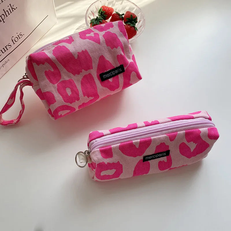 Korean Fashion Plaid Travel Makeup Kits Cosmetic Storage Bag Women Handbags Wallet Organizer Cute School Pencil Cases Pouch Bags - Ice Cream Cake
