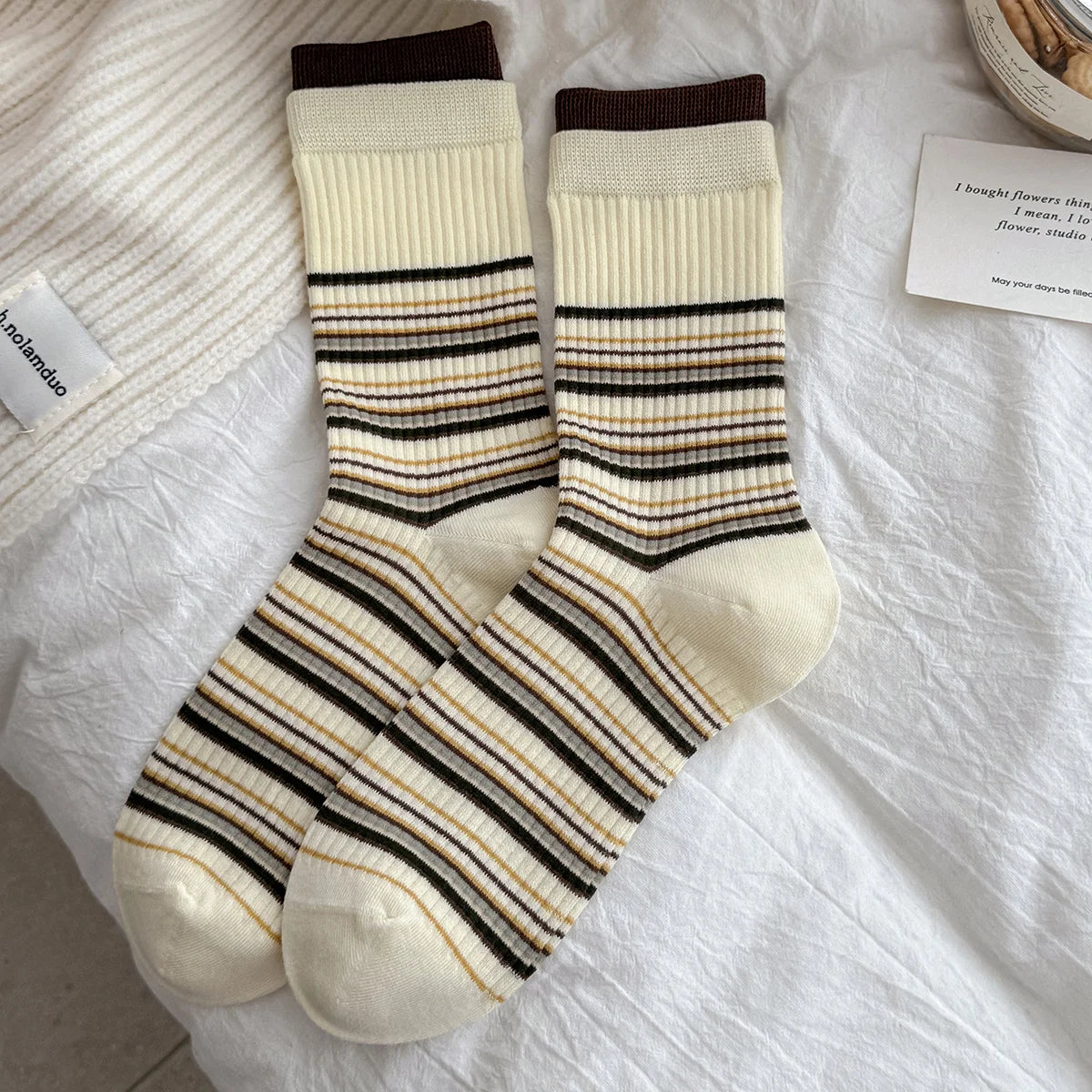 Retro Stripe Crew Socks