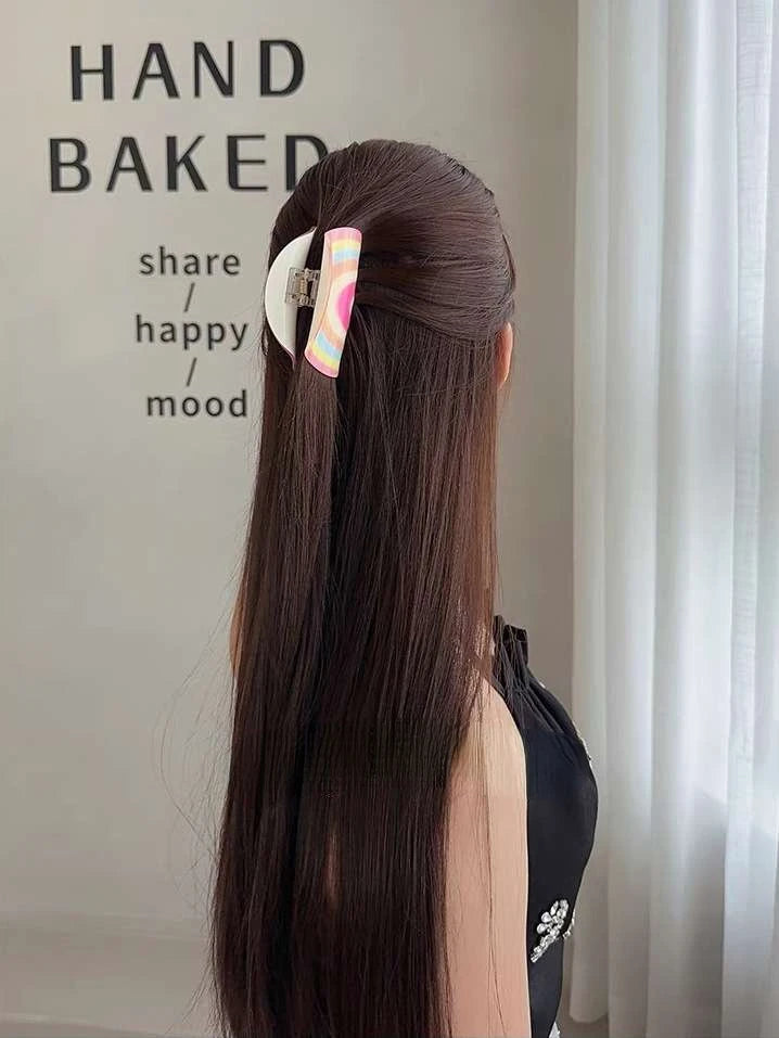 Rainbow Acrylic Hair Claw Clip - Ice Cream Cake