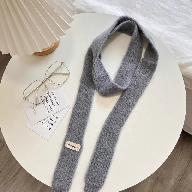 Pastel Colour Knitted Skinny Scarf