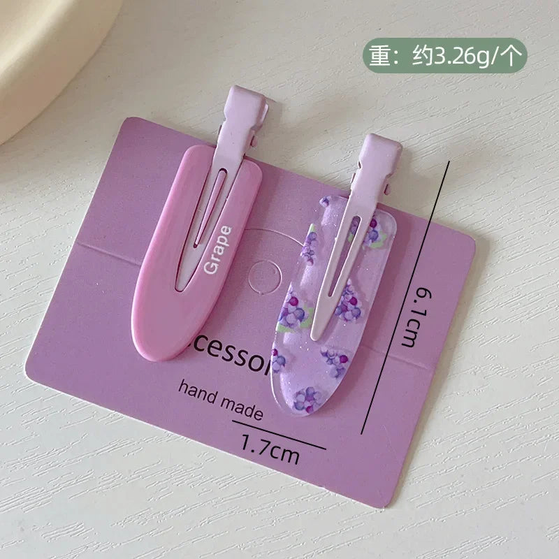 2/4pcs Candy Fruit Colors Hair Clips for Girl Summer Hairpins No Crease Acrylic Barrettes Hair Side Clamp Women Hair Accessories - Ice Cream Cake
