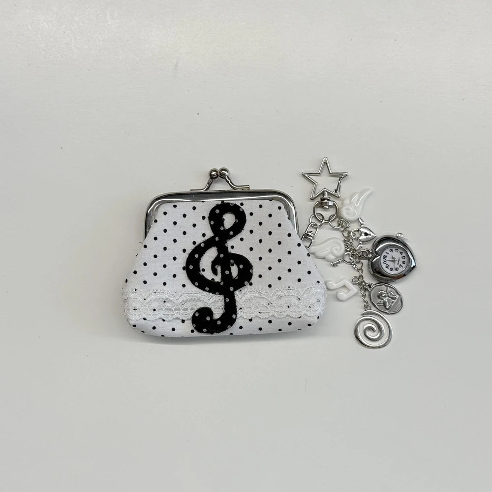 Cute Y2k Coin Purses Lady Small Wallet Wave Dot Handmade Lace Showa Rose Vintage Bag Hanging Pendant Earphone Bag Wallet - Ice Cream Cake