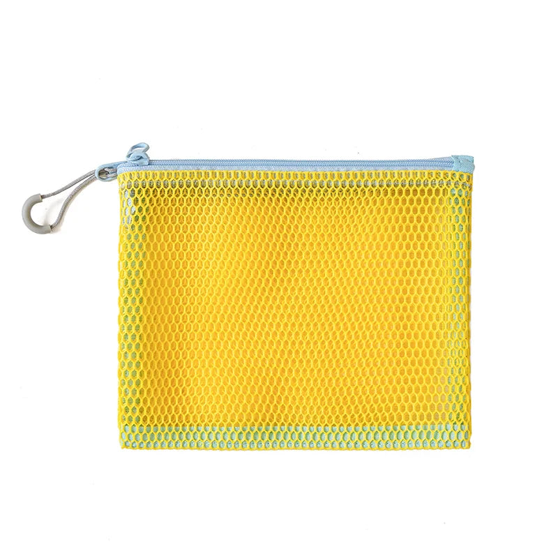 Double Zipper Mesh Storage Bag Ultra Light Wear-proof Visible Colored Double Layered Makeup Pouch Durable With Handle Coin Bag - Ice Cream Cake