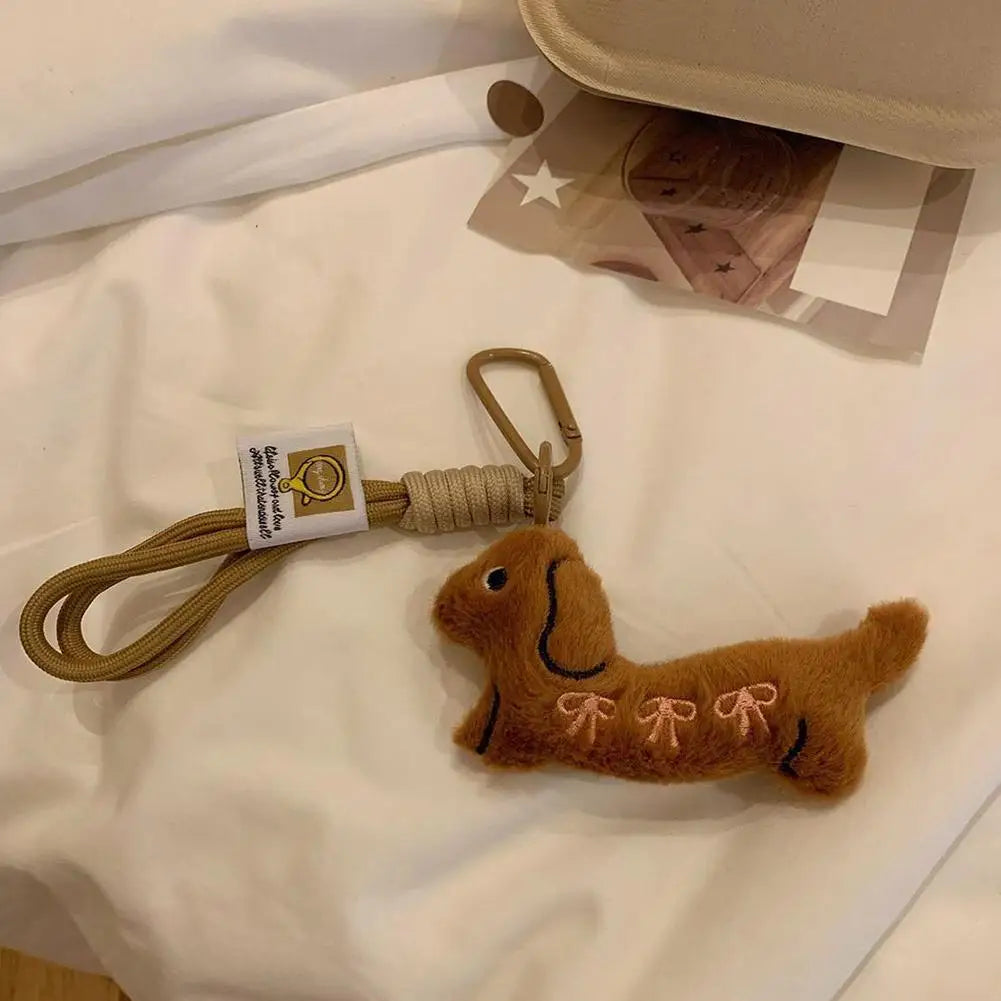 1PCS Cute Key Pendant Bag Hanging Decoration Gift Cartoon Animal Dog Dachshund Plush Keychain Puppy Stuffed Keyring - Ice Cream Cake