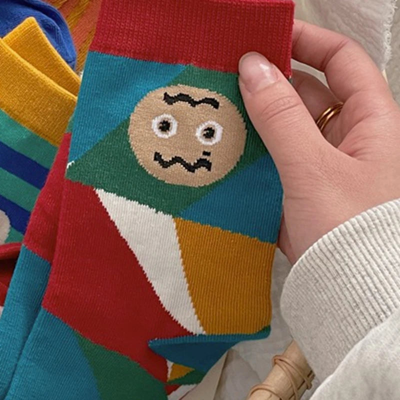 Happy Stripe Character Crew Socks - Ice Cream Cake