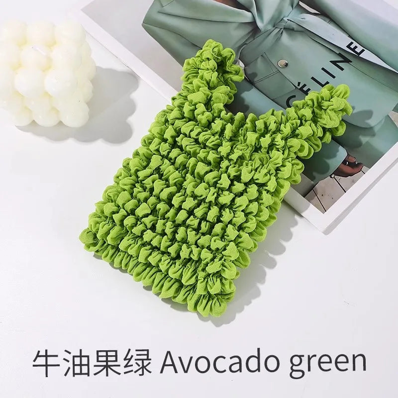 1PCS New Expansion Fold Pleated Flexible Stretch Mini Shopping Bag Large Capacity Bubble Elastic Portable Handbag Storage Bag - Ice Cream Cake