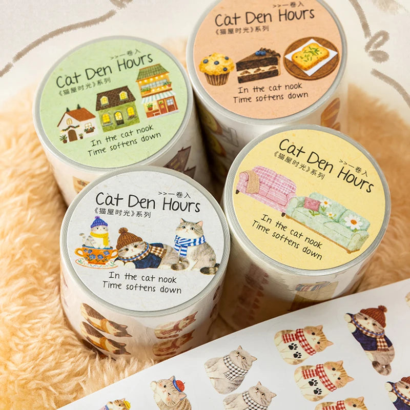 Cottages, Cats and Coffee Sticker Rolls - Ice Cream Cake