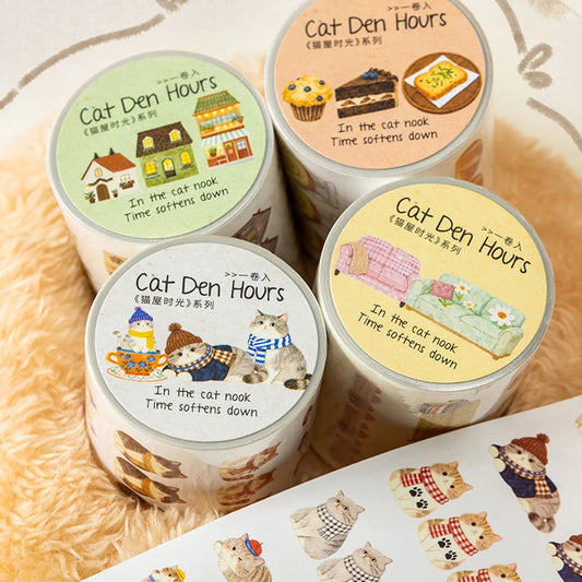 Cottages, Cats and Coffee Sticker Rolls - Ice Cream Cake