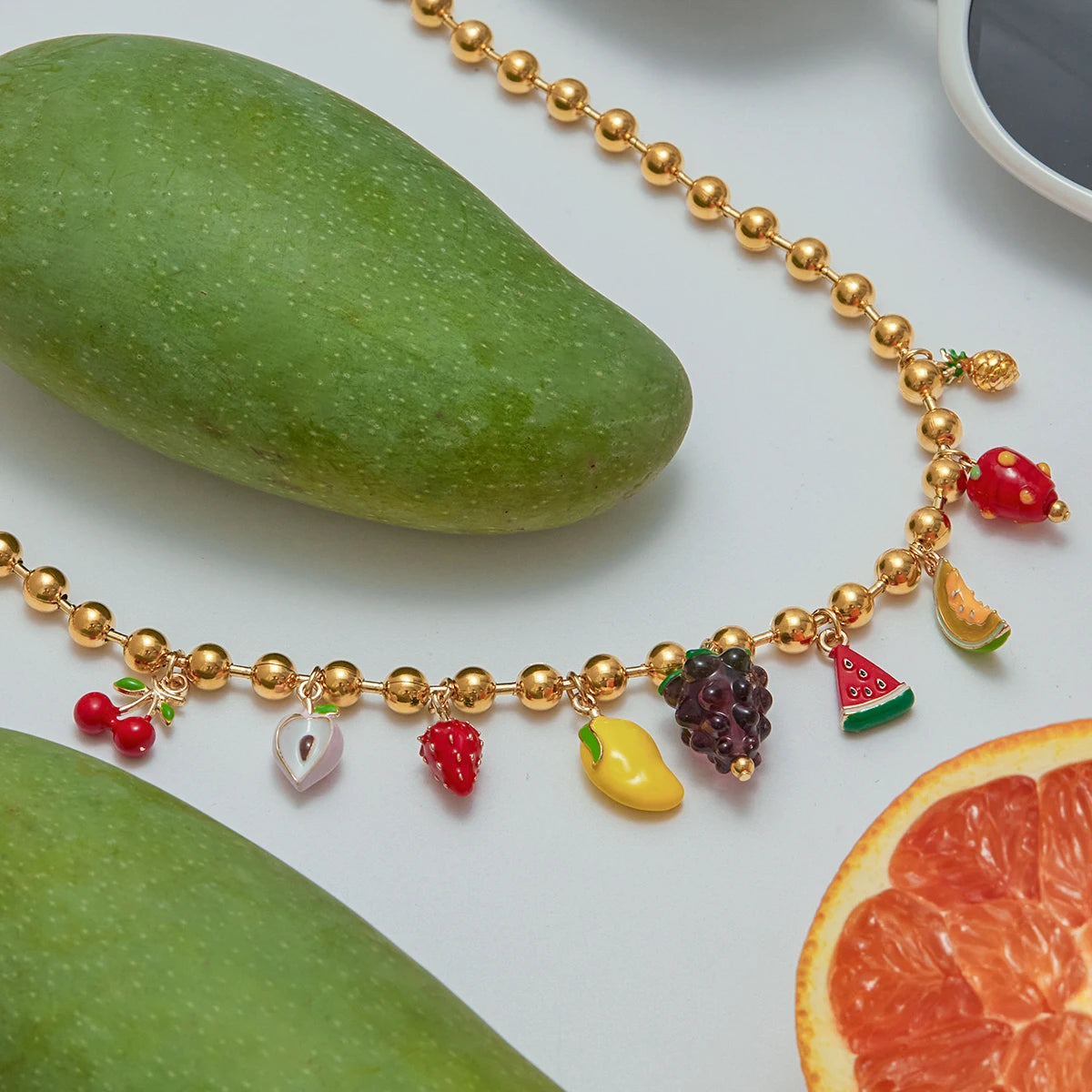 Fruit Charm necklace and Bracelet Set