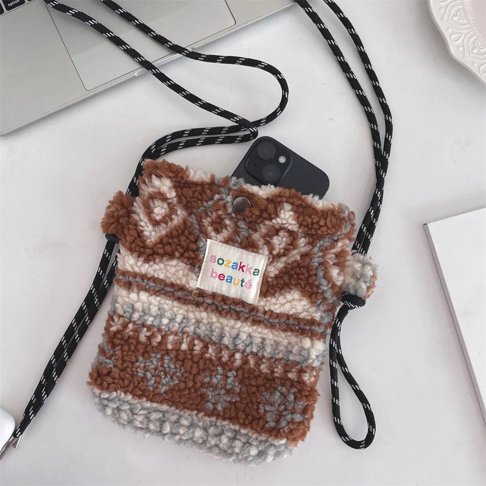 Teddy Fur Plush Pattern Shoulder Bag
