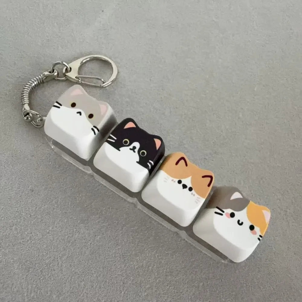Kitty Cat Clicking Keyboard Key Fidget Keyring