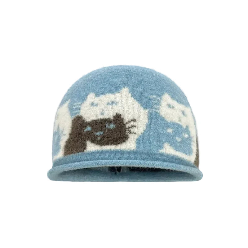 Knitted Cat Friends Beanie Hat