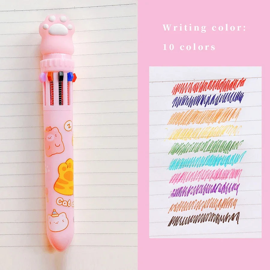 Cat Paw 10 Colours Ballpoint Pen - Ice Cream Cake