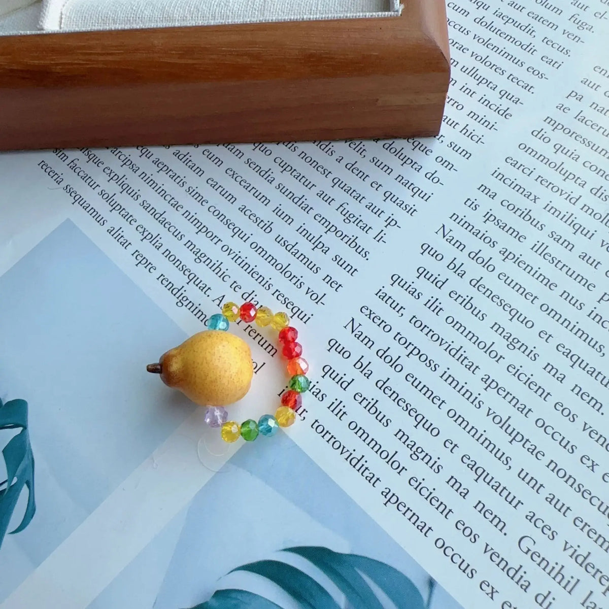 Beaded Fruit Charm Rings