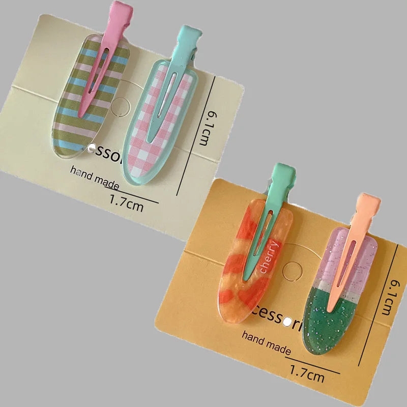 2/4pcs Candy Fruit Colors Hair Clips for Girl Summer Hairpins No Crease Acrylic Barrettes Hair Side Clamp Women Hair Accessories - Ice Cream Cake