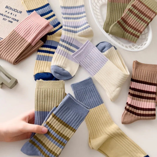 Multicolor Vintage Style Stripe Socks
