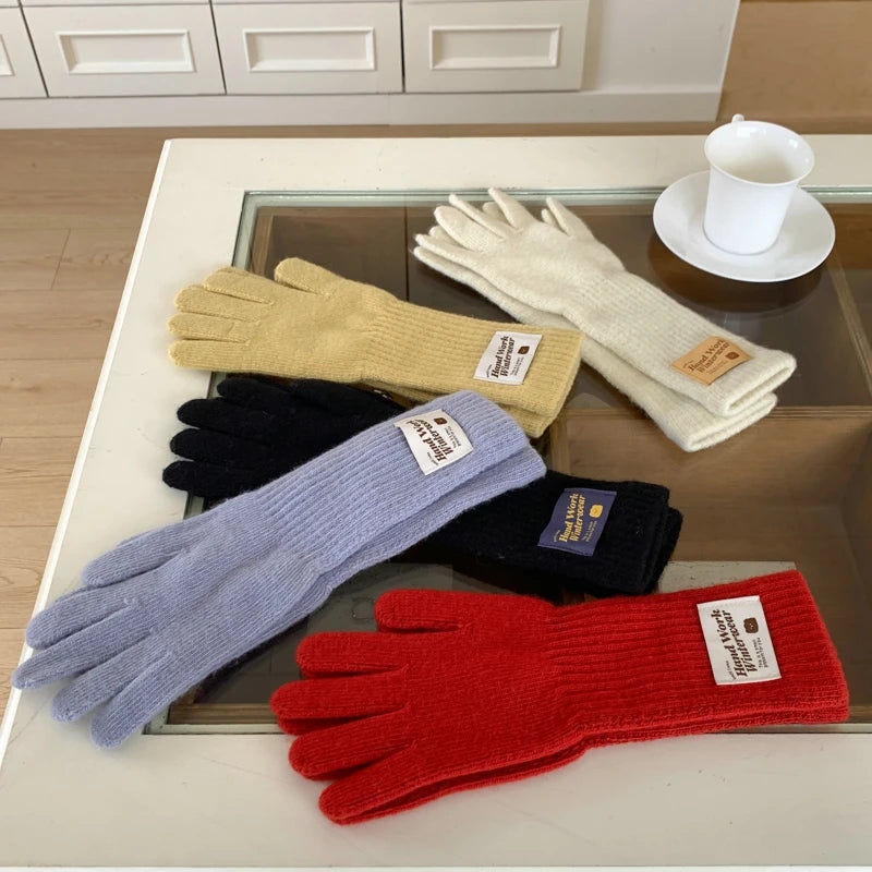 New Fashion Solid Color Touch Screen Knitted Gloves Women Winter Gloves Warm Gloves Solid Work Gloves Mittens For Women - Ice Cream Cake