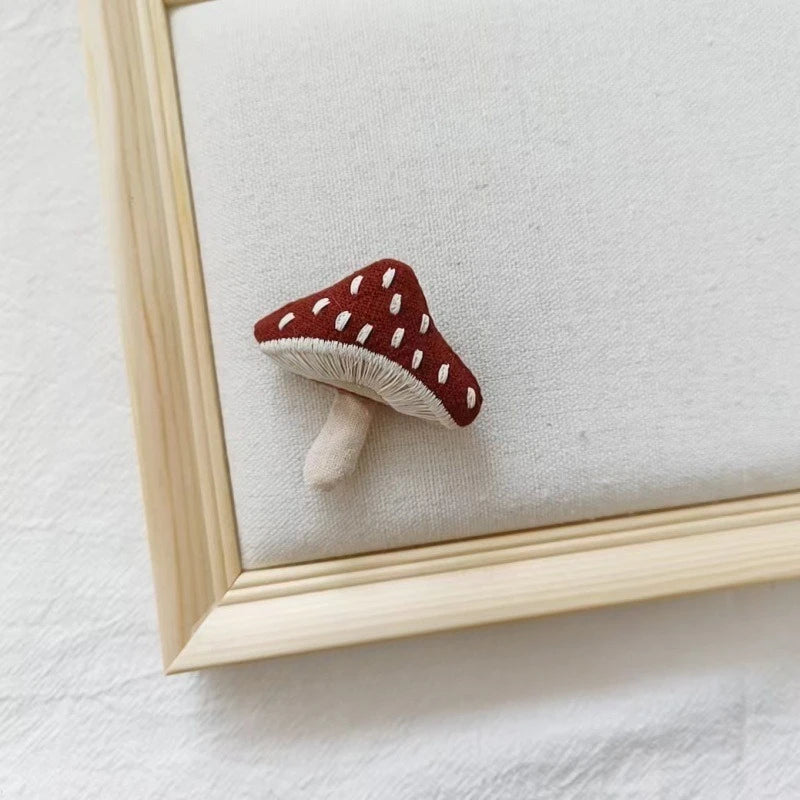 Cottagecore Fabric Mushroom Brooch