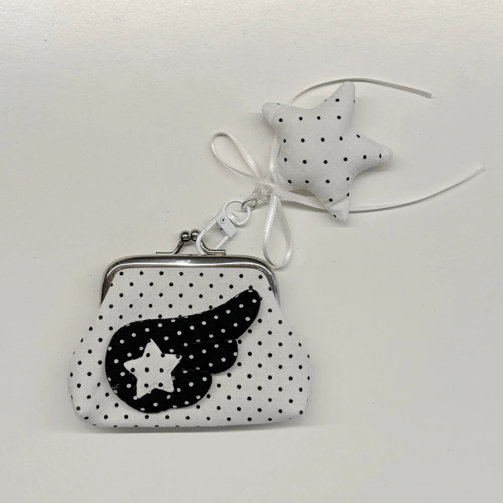 Cute Y2k Coin Purses Lady Small Wallet Wave Dot Handmade Lace Showa Rose Vintage Bag Hanging Pendant Earphone Bag Wallet - Ice Cream Cake