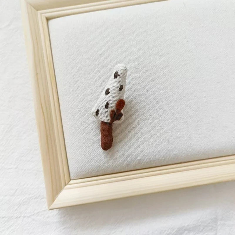 Cottagecore Fabric Mushroom Brooch