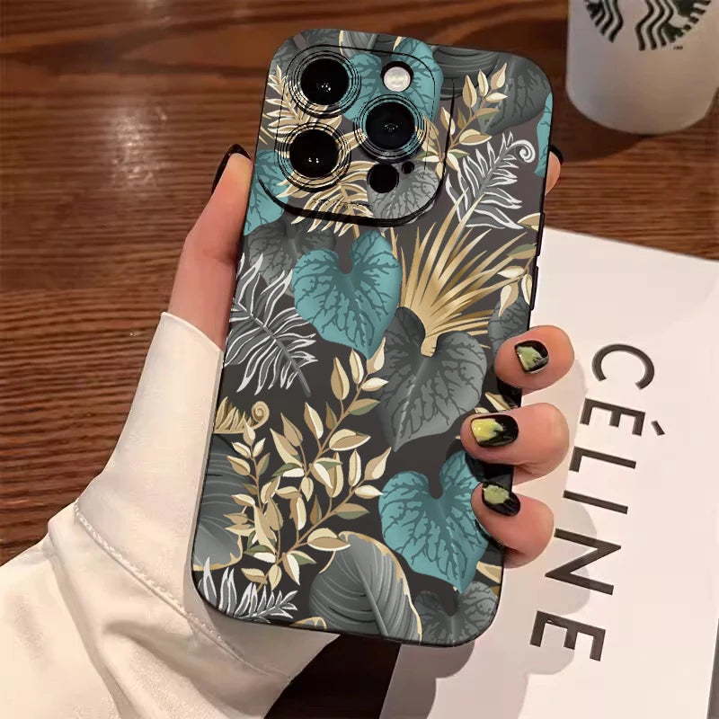 Palm tree Leaves Plant Flower Phone Case for iphone 17 16 11 12 13 14 15 Pro Max 7 8 Plus X XR XSMAX 16e Shockproof Cover Fundas - Ice Cream Cake