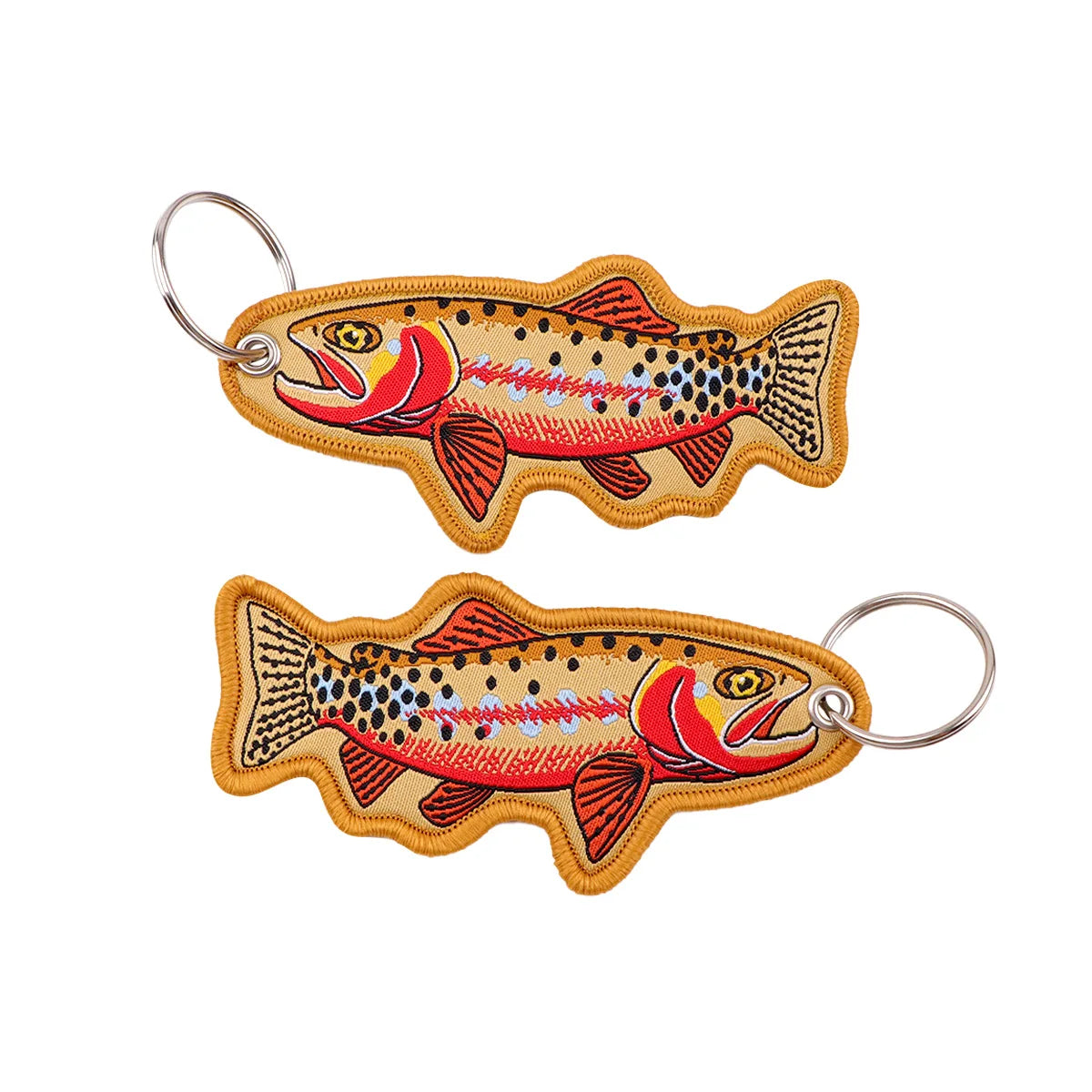 Fish Shape Embroidered Key Tag Lucky Fish Keychain Outdoor Fishing Backpack Car Key Ring Pendant Fisherman Gift Accessory - Ice Cream Cake