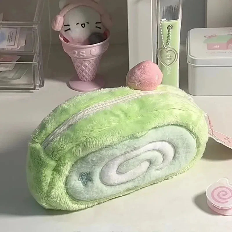 Large Capacity Cute Plush Pencil Case | Multifunctional Stationery Storage Bag - Ice Cream Cake
