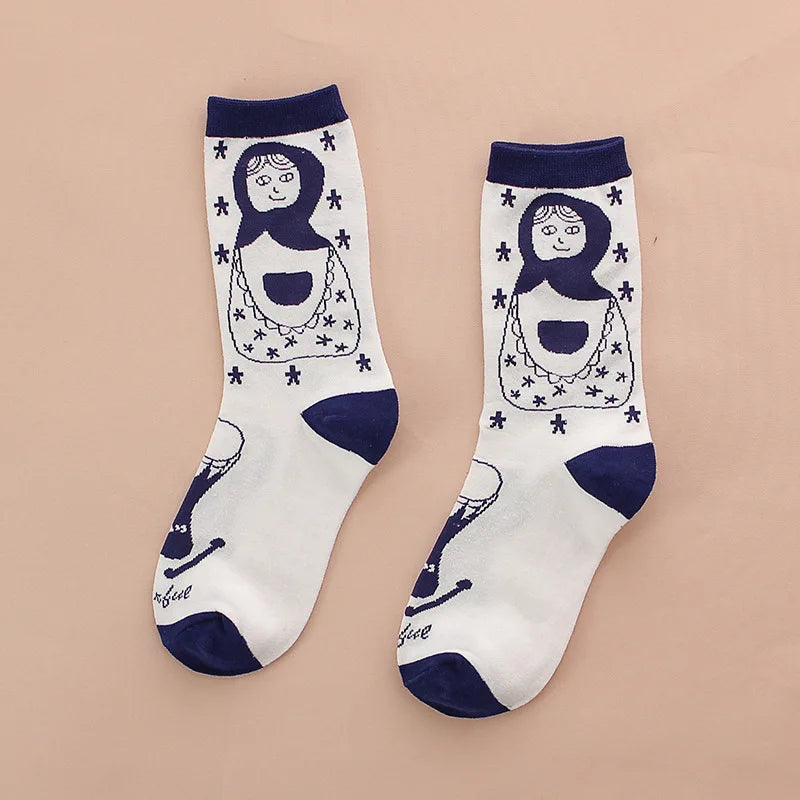 European and American fashion cartoon women socks funny Cartoon pop candy cute socks cotton for ladies 419 - Ice Cream Cake