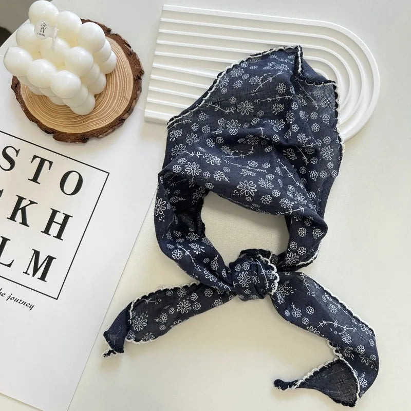 Floral Print Cottagecore Scarf - Ice Cream Cake
