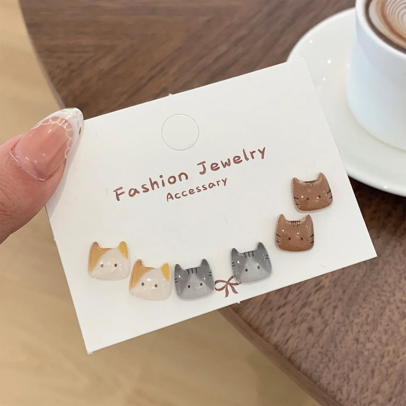 Exquisite Cute Cat Stud Earring for Women Sweet Girls Resin Small Earrings Set Korean Fashion Jewelry Accessories Gifts - Ice Cream Cake