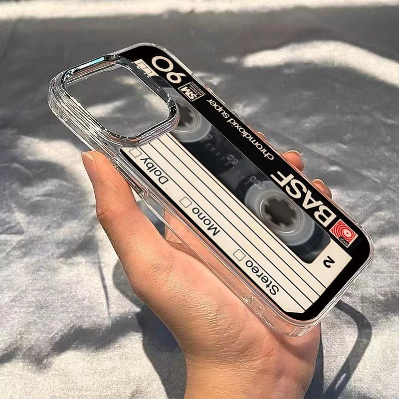 intage Cassette Tape Photo Frame Soft Phone Case For iPhone 17 16 15 14 13 12 11 Pro Max X XS XR 7 8 Plus 16E Shockproof Cover - Ice Cream Cake