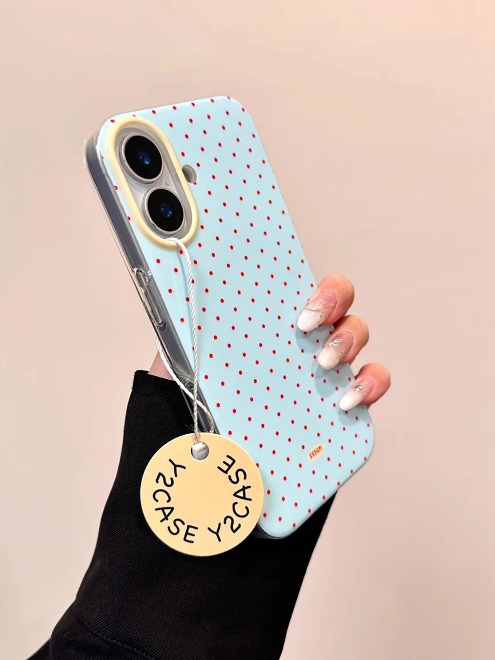 3D Polka Dot Cute Tomato Magnetic Grip Tok Phone Stand Holder Phone Case for iPhone 16 15 13 17 Pro Max For Magsafe Back Cover - Ice Cream Cake