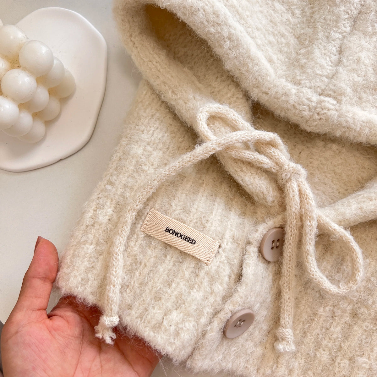 2025 New Style South Korea Balaclava Hat All-in-One Warm Keeping Ear Protection Hooded Scarf Knitted Woolen Cap - Ice Cream Cake
