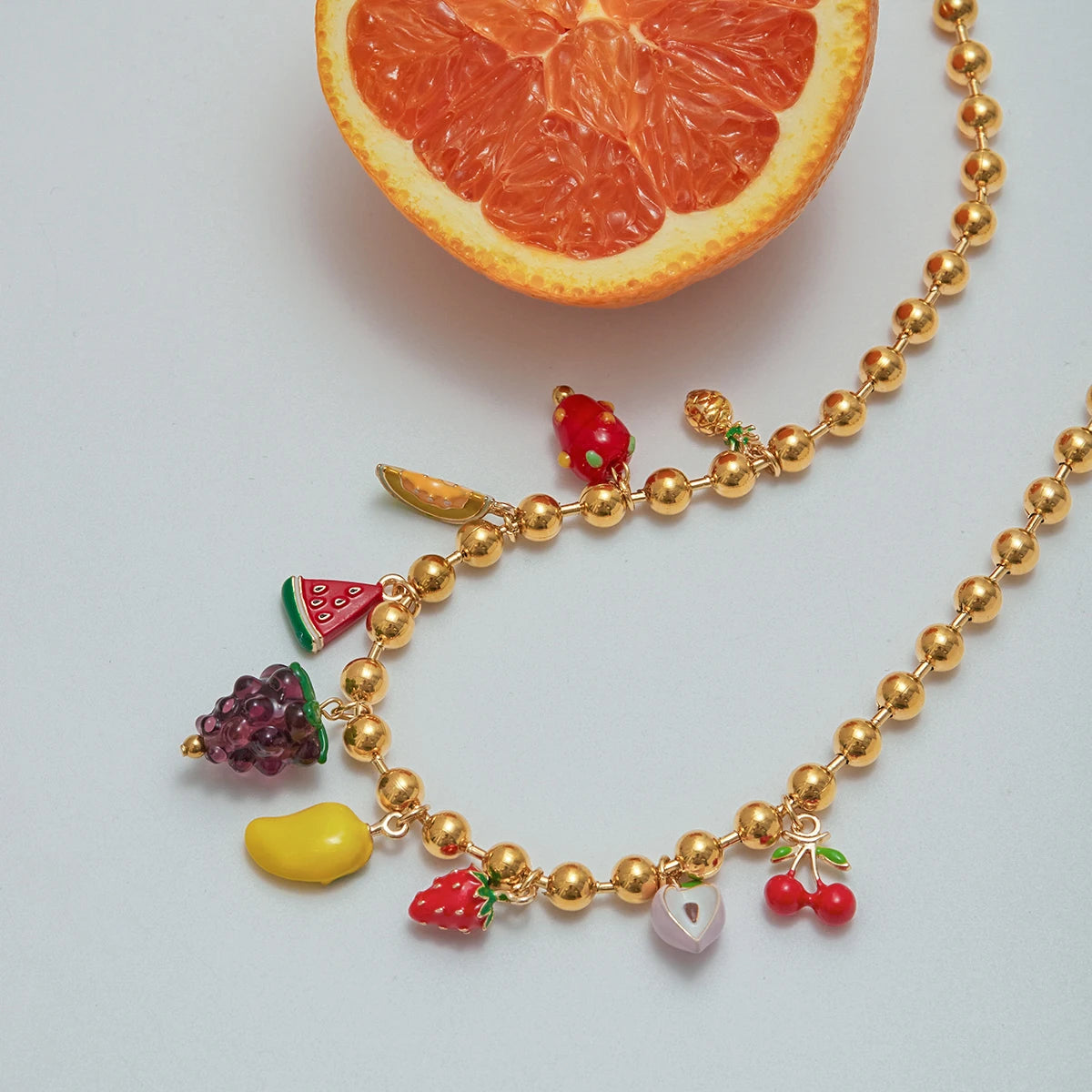 Fruit Charm necklace and Bracelet Set