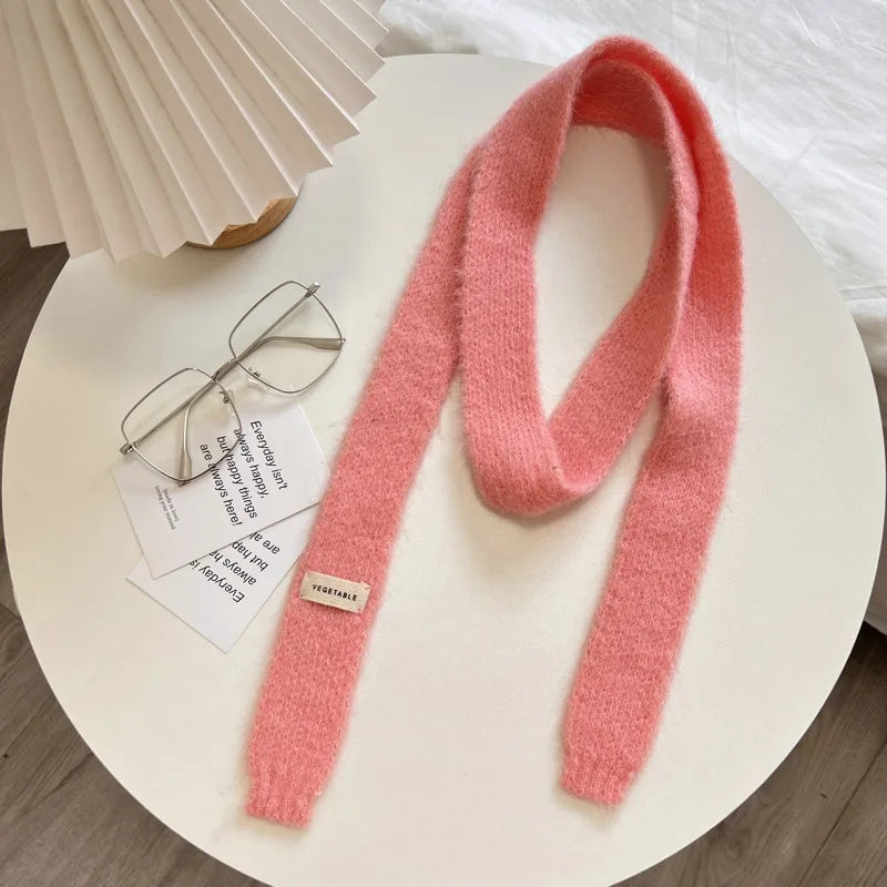 Pastel Colour Knitted Skinny Scarf