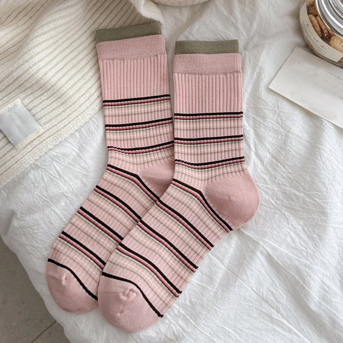 Retro Stripe Crew Socks