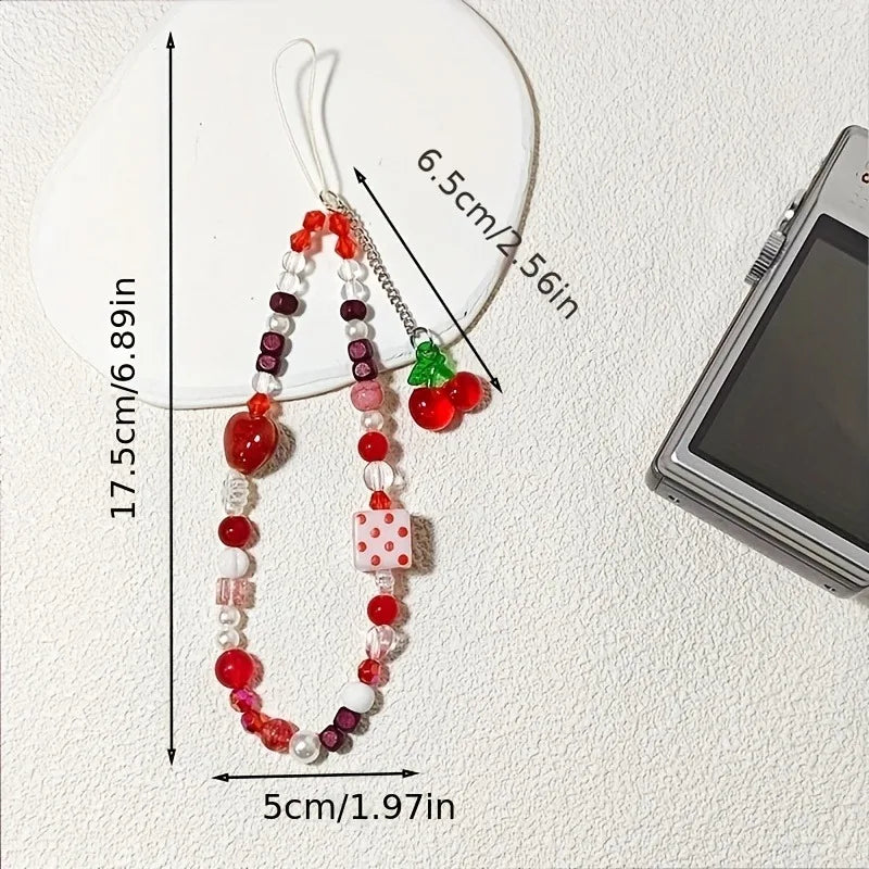 Korean Fashion Creative Cherry Pendant Mobile Phone Lanyard Anti-drop Anti Lost Mobile Phone Chain Multipurpose Hand Wrist Strap - Ice Cream Cake