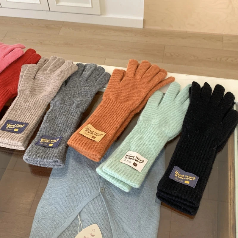 New Fashion Solid Color Touch Screen Knitted Gloves Women Winter Gloves Warm Gloves Solid Work Gloves Mittens For Women - Ice Cream Cake