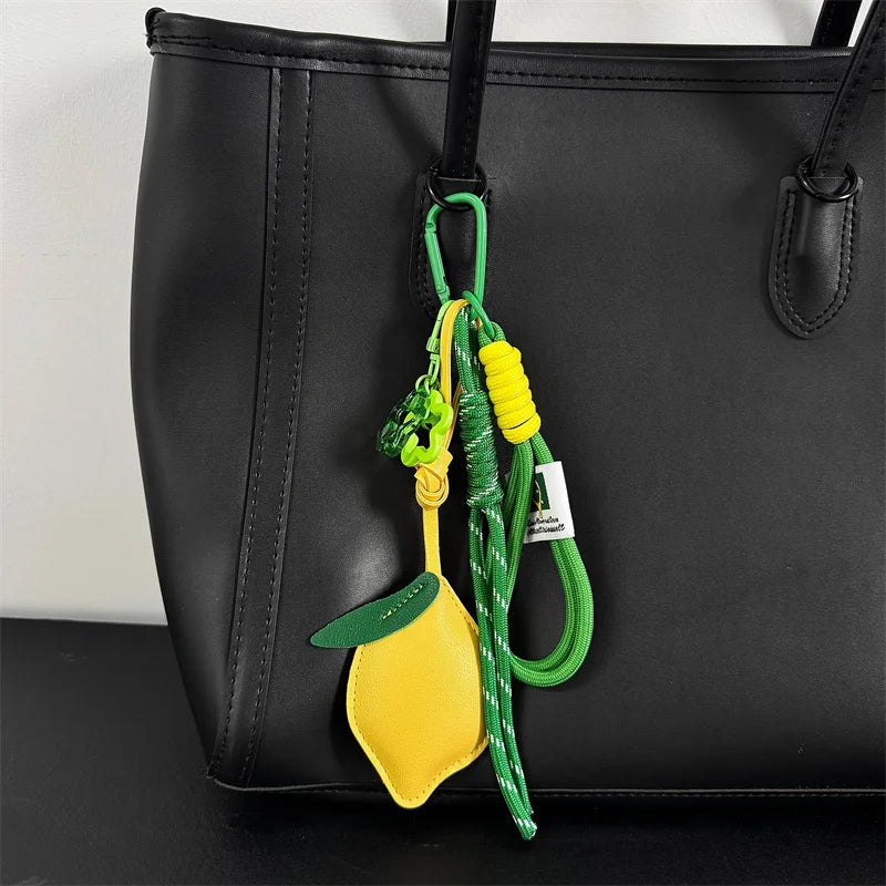 Cute Fruit Keychain Cartoon Lemon PU Leather Bag Pendant Birthday Gifts Car Keyring Girl/Boy - Ice Cream Cake